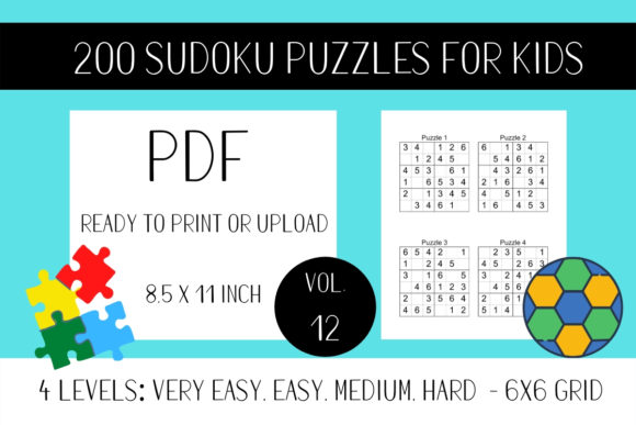 200 Sudoku Puzzles for Kids: Design Assets