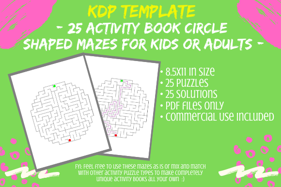 25 Circle Shaped Mazes for Activity Book Interiors