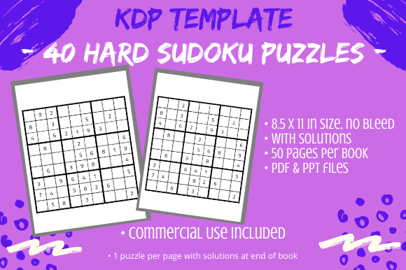 40 Hard Sudoku Puzzles Solutions for KDP Interiors