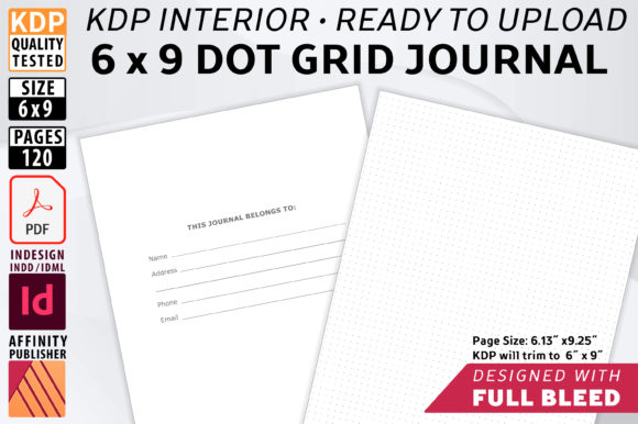 6x9 Dot Grid Journal with Bleed for KDP Publishing
