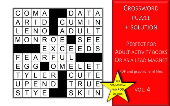 Crossword Puzzle Page with Solutions V.4: Elevating Adult Activity Books and Digital Lead Magnets