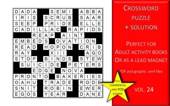 Crossword Puzzle Page with Solutions V24: A Strategic Resource for Activity Books and Lead Magnets