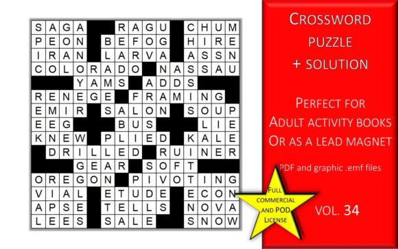 Crossword Puzzle Page with Solutions V34: A Versatile Resource for Creators and Publishers