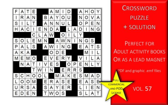 Elevating Adult Activity Books with Professional Crossword Puzzle Page with Solutions V57