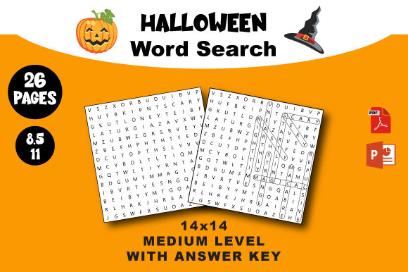 Halloween Word Search Medium Level: 14x14 Adult Puzzles